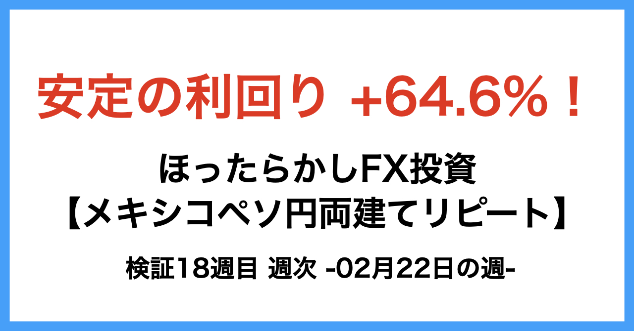 ほったらかしFX投資【メキシコペソ 円両建てリピート】18週目2月22日の週