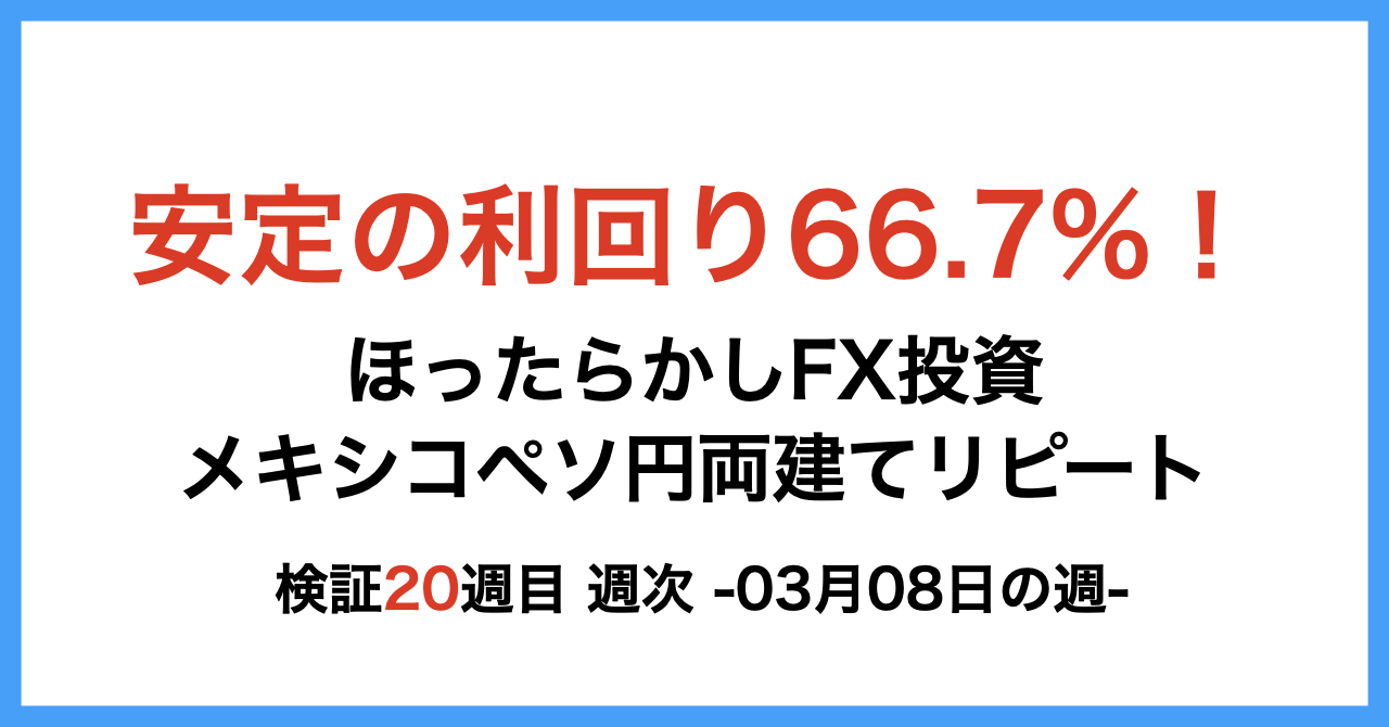 ほったらかしFX投資【メキシコペソ 円両建てリピート】20週目3月8日の週