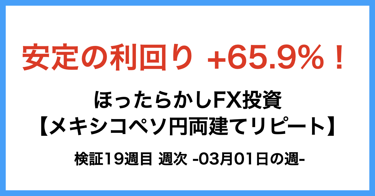 ほったらかしFX投資【メキシコペソ 円両建てリピート】18週目2月22日の週