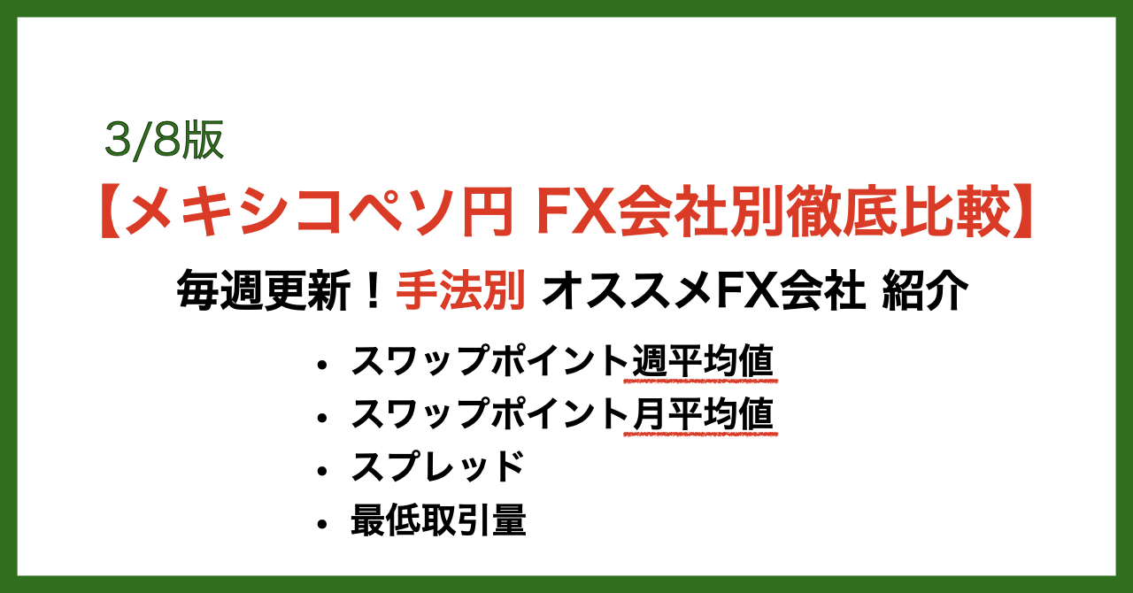 メキシコペソFX会社別比較3/8版