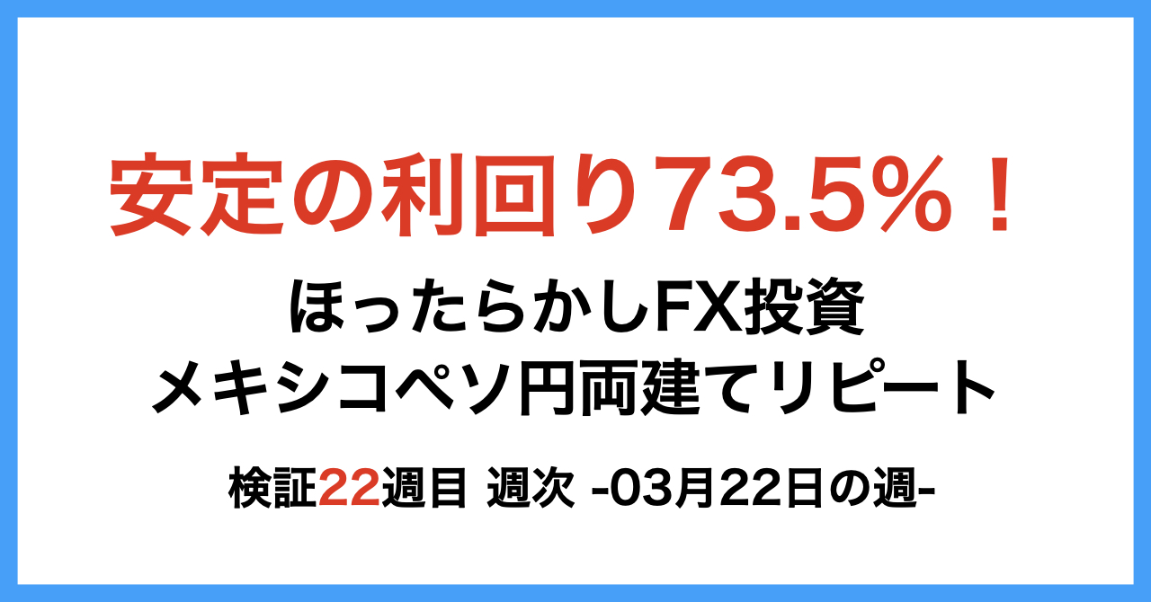 ほったらかしFX投資【メキシコペソ 円両建てリピート】22週目3月22日の週