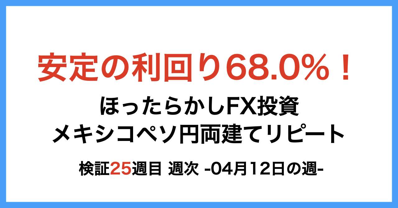 ほったらかしFX投資【メキシコペソ 円両建てリピート】25週目4月12日の週