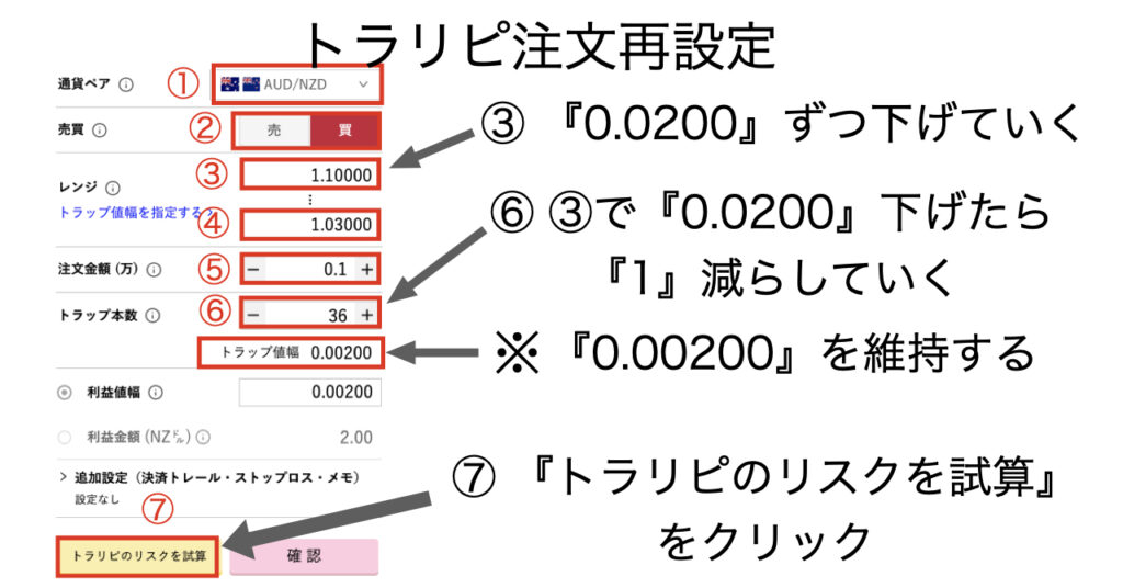 トラリピ注文再設定